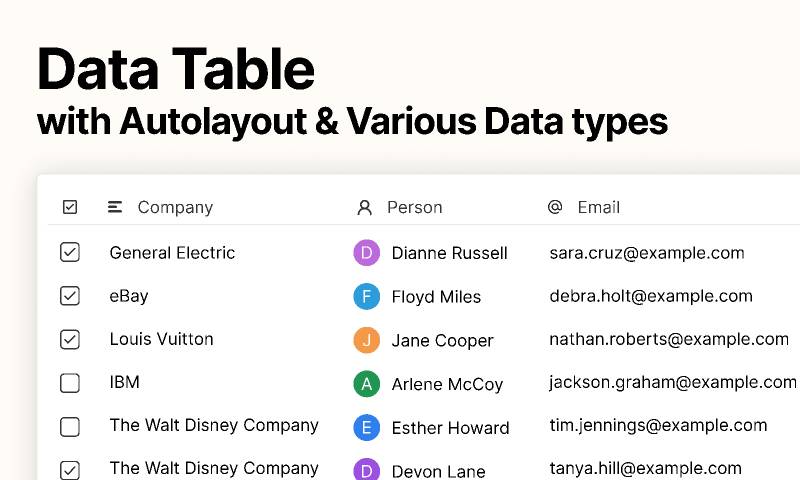 Figma Autolayout Data Table