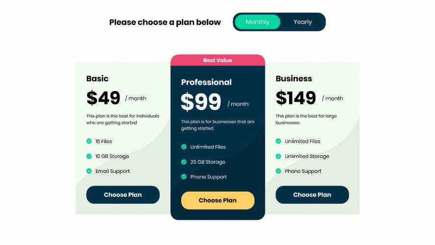 Figma Bold Pricing Table Template