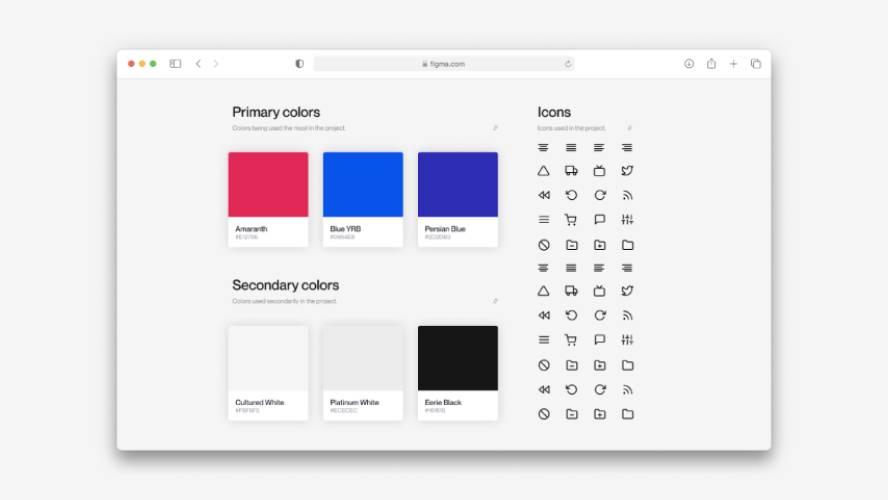 Figma Colors and icons