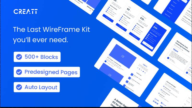 Figma Creatt UI Wireframe Kit - Modern & Clean Design
