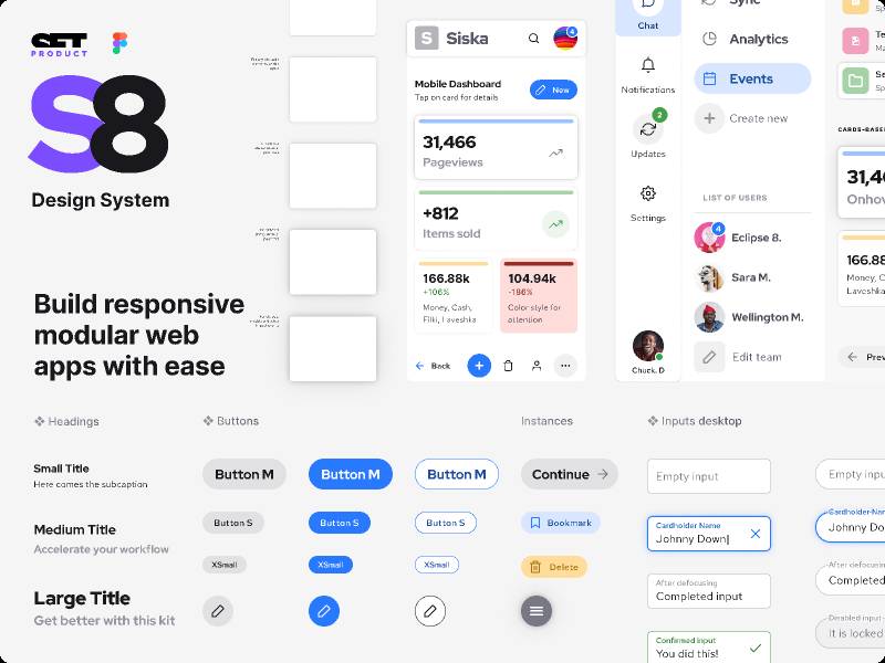 Figma Dashboard Templates UI kit - S8 Design System | UI4Free