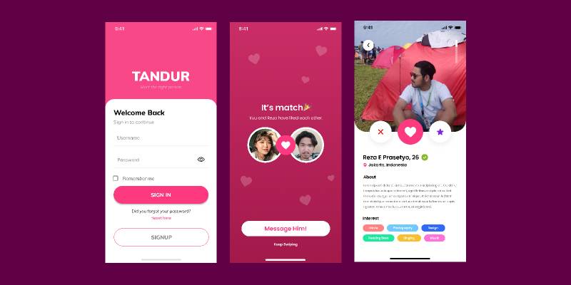 Figma Dating App Tandur Template UI4Free Figma Dating App Tandur Template UI4Free