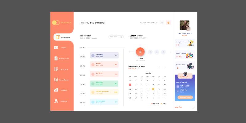 Figma Edu Calendar Dashboard | UI4Free