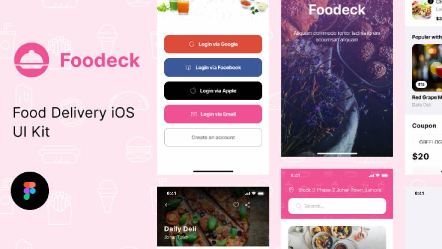 Figma Foodeck - Food Delivery iOS Kit