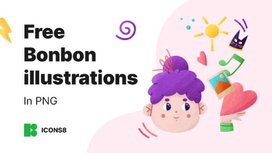 Figma Free Bonbon illustrations in PNG