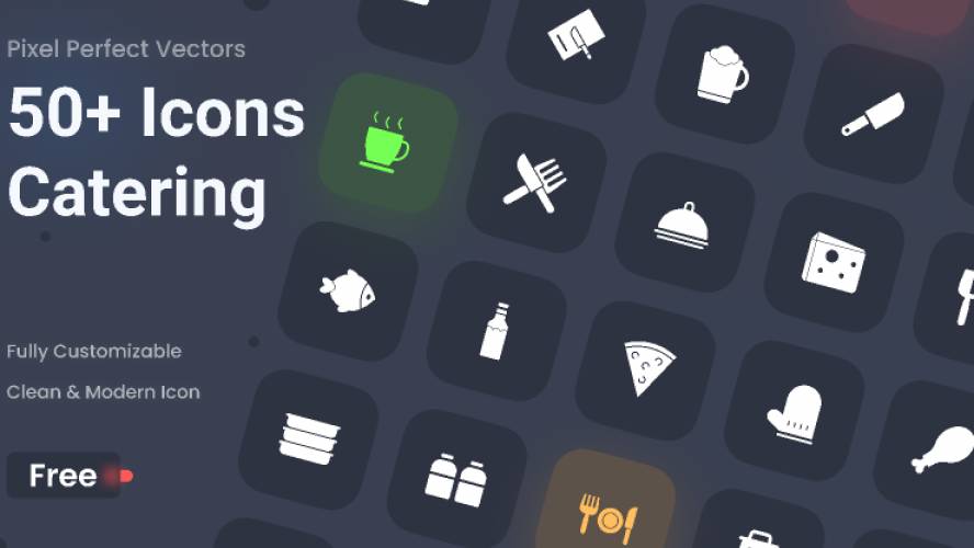 Figma Free Icons Set 50+ Icons Catering