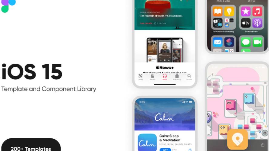 Figma Free iOS 15 templates and Nav Bar component variants