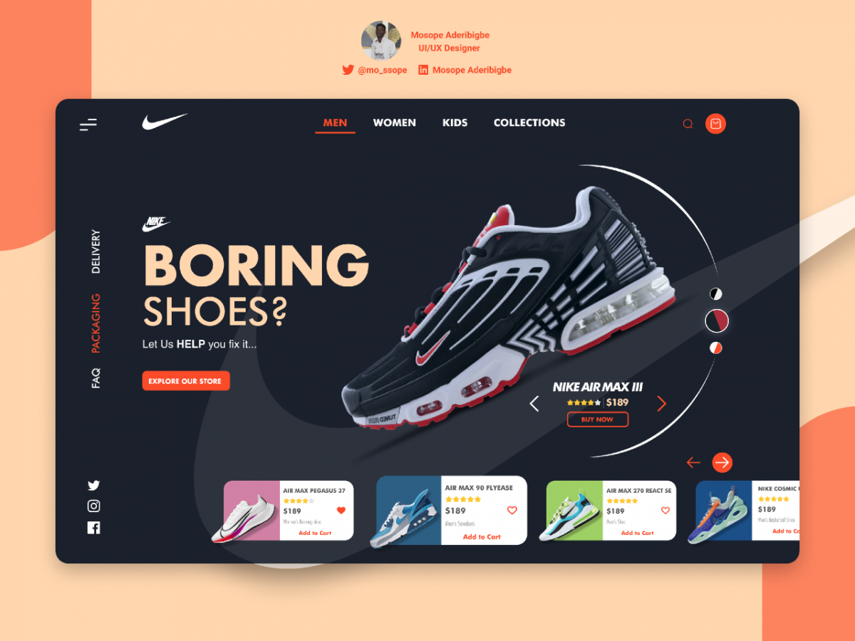 Figma Freebie Nike Shoe Website Hero Section