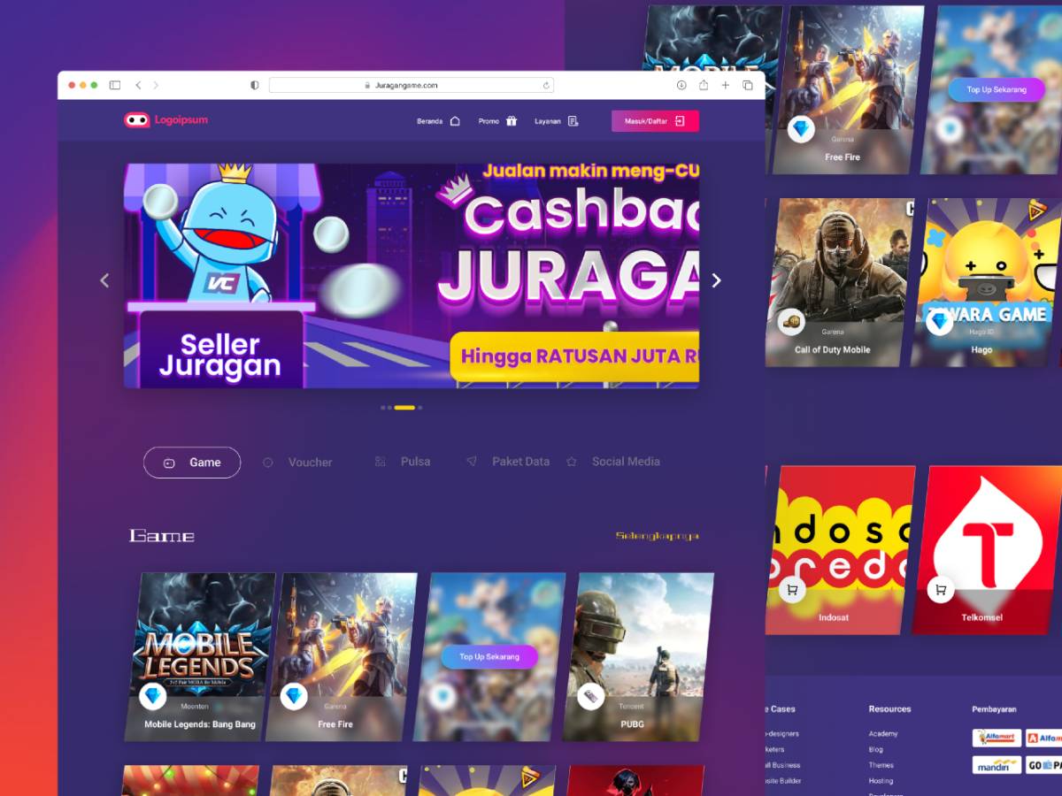Figma Freebies Landing Page JuraganGame UI4Free Figma freebies landing page juragangame ui4free
