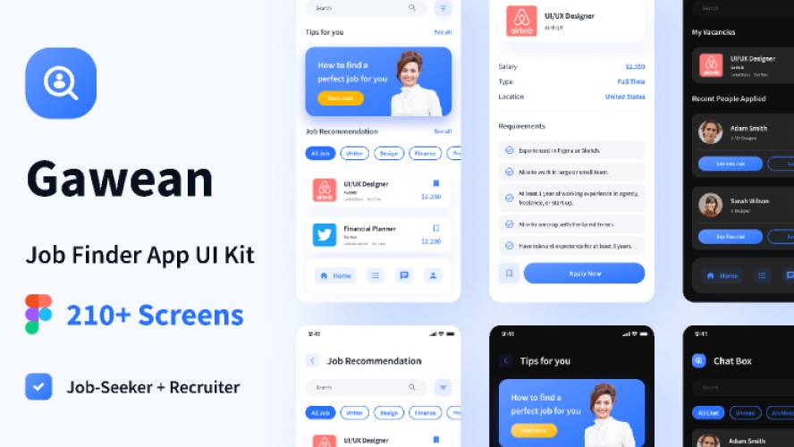 Figma Gawean Job Finder App UI Kit