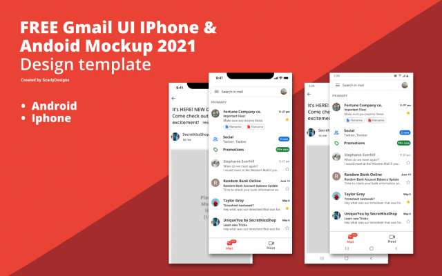 Figma Gmail UI Mobile Design Template Free