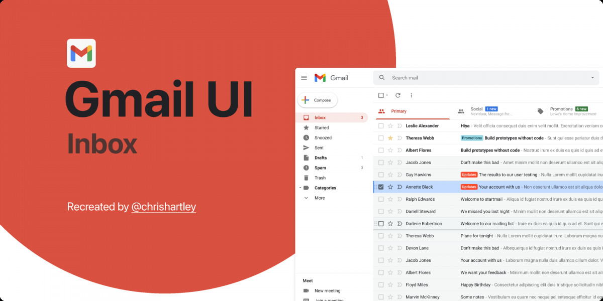 Figma Gmail UI Part 1: Inbox