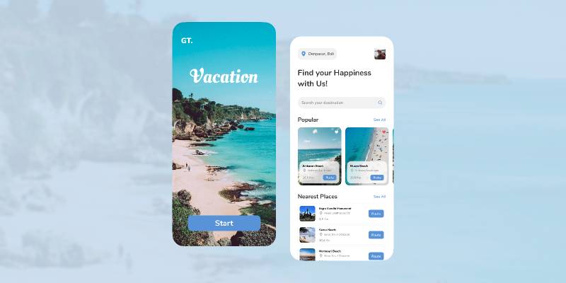 Figma GT Application for Vacation Traveling Destination