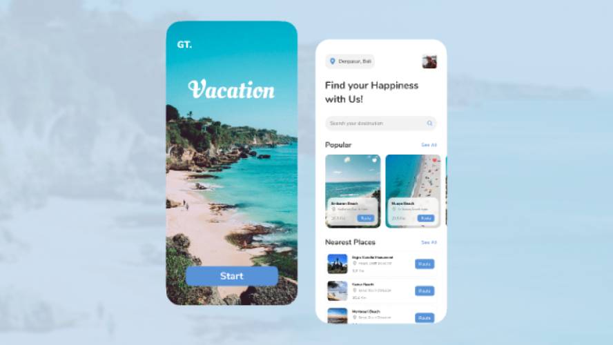 Figma GT Application for Vacation Traveling Destination