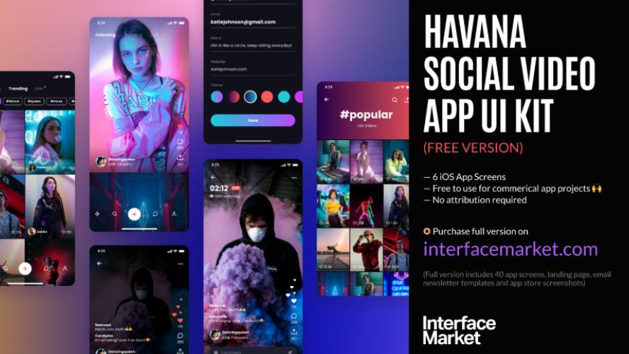 Figma Havana Social Video App UI Kit Free Download