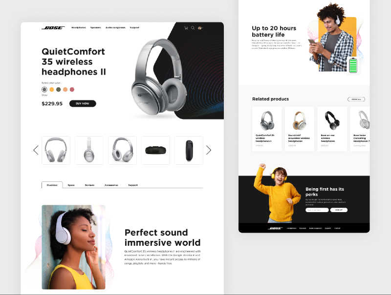 Figma Headphones website and mobile app - Ui4free.com