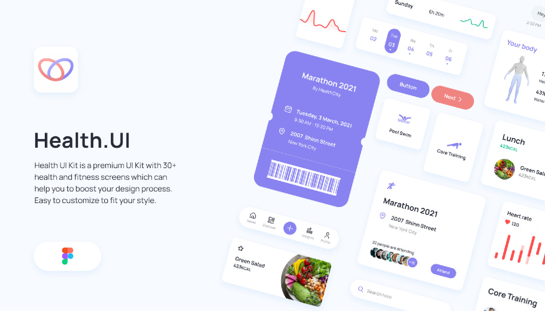 Figma Health UI Kit - Product Preview | UI4Free