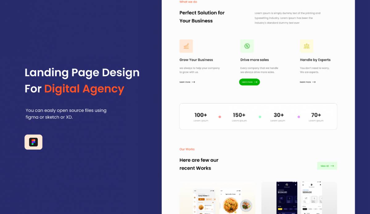Figma Landing Page Design - Digital Agency | UI4Free