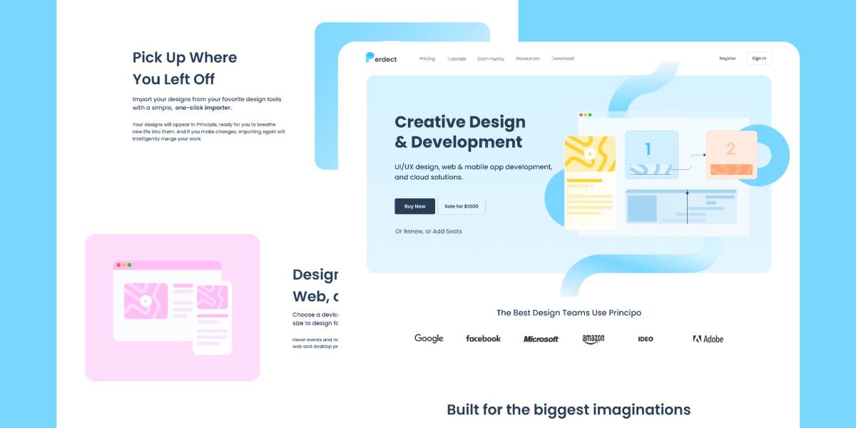 Figma Landing Page Interaction and illustration Design | UI4Free