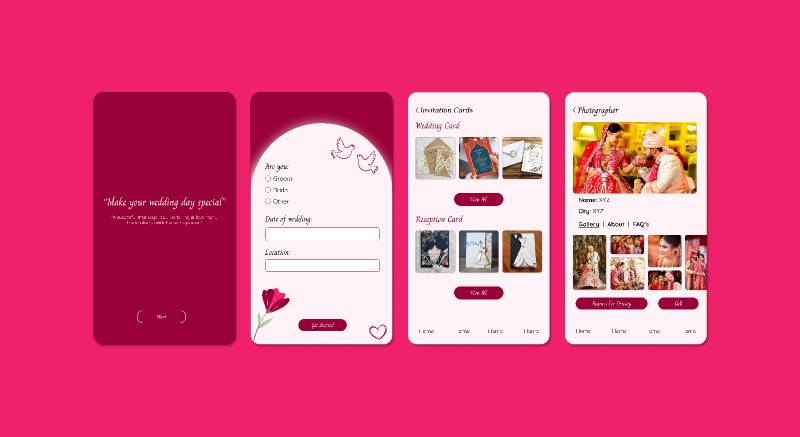 Figma Low-Fi Wedding Service Mobile App | UI4Free