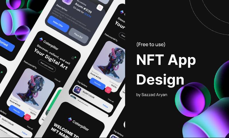 Figma NFT UI Design Caterpillar Mobile App | UI4Free