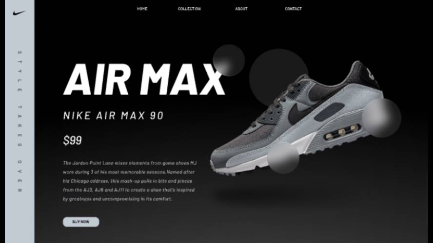 Figma Nike Air Max Hero Section