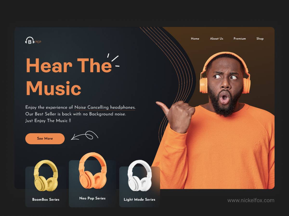 Figma Noise Cancelling Headphone Landing Page