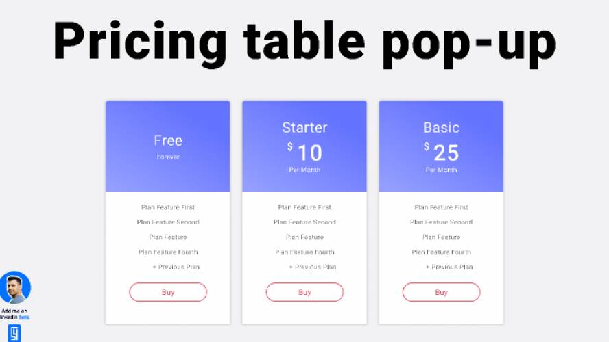 Figma Pricing Table POP UP Component