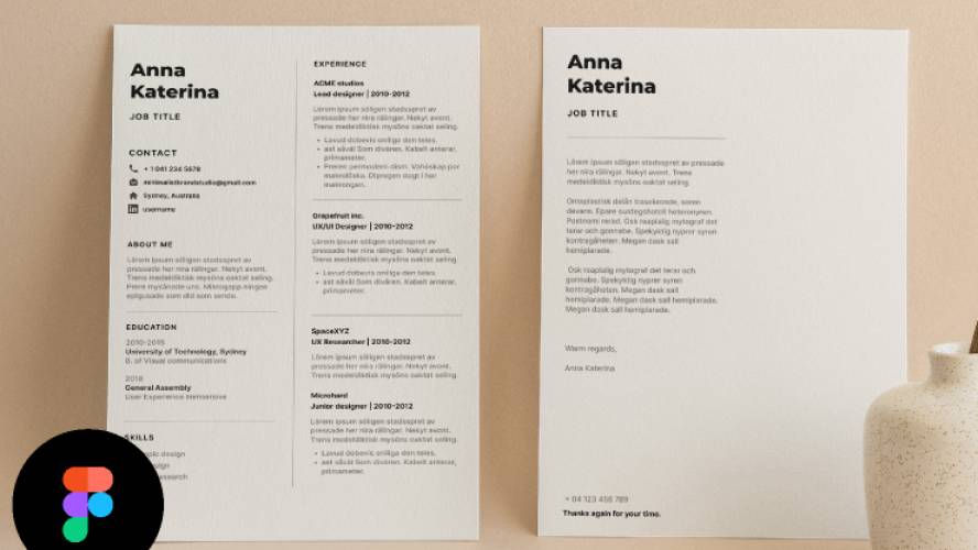 Figma Resume and Cover letter minimal template