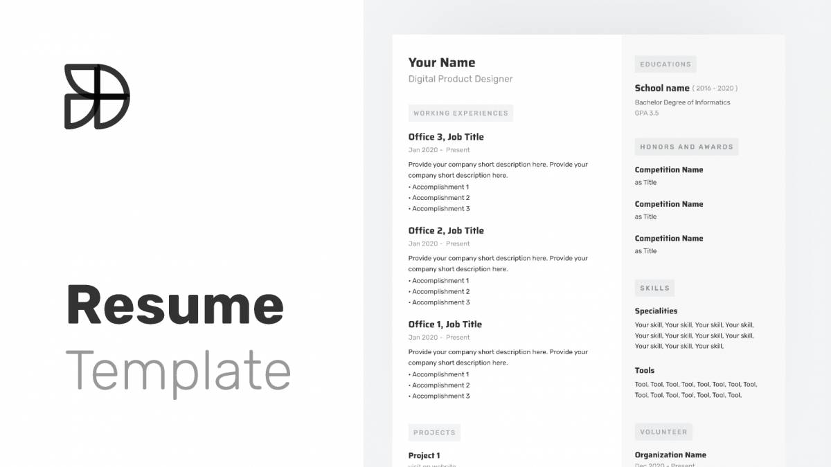 Figma Resume Template - With Auto Layout | UI4Free