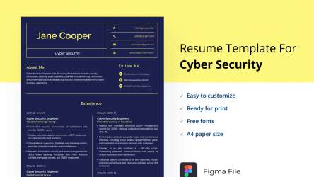 Figma Resume Template for Cyber Security