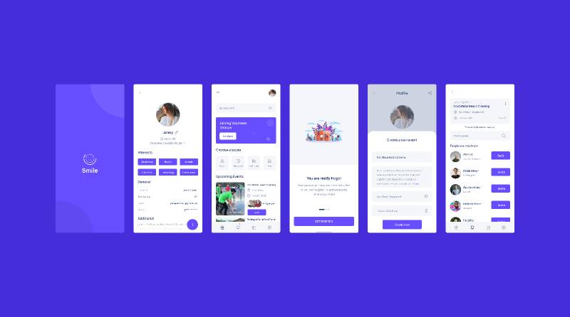 Figma Smile - Volunteer Mobile App Design | UI4Free