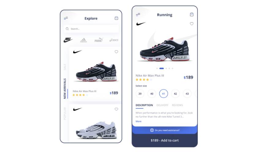 Figma Sneakers Shop App detail page mobile