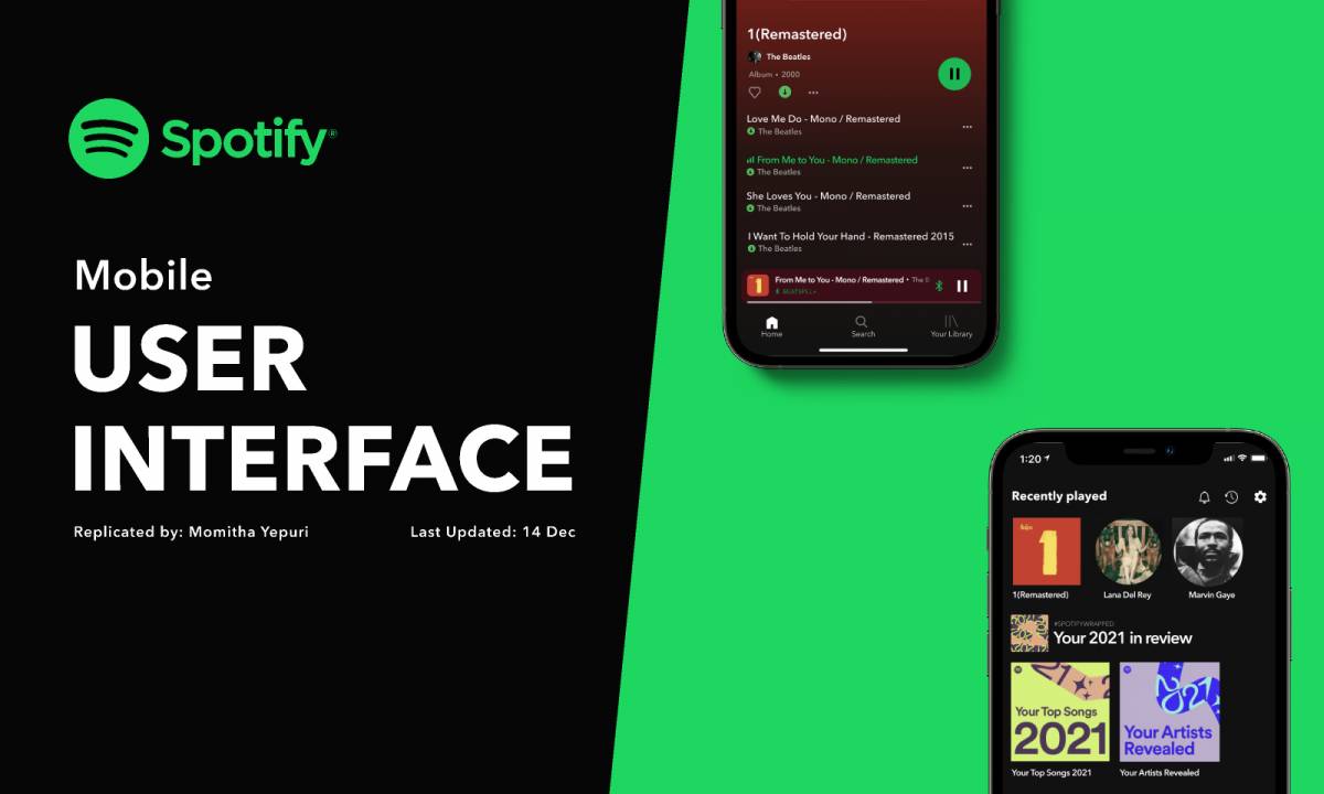 Spotify UI. Spotify mobile. Spotify interface.