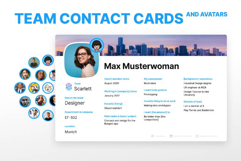 Figma template Team Contact Cards and Avatars
