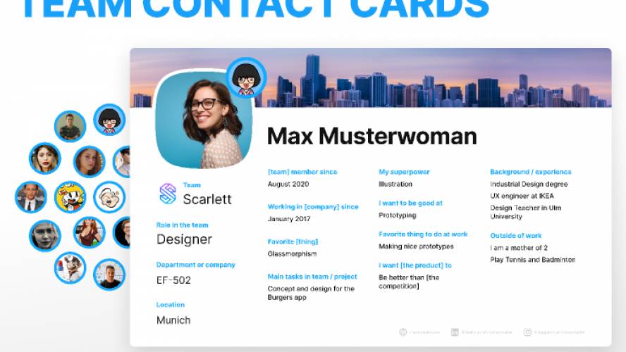 Figma template Team Contact Cards and Avatars