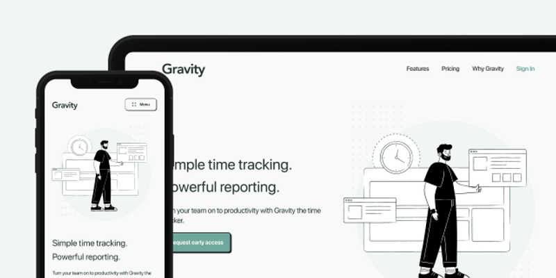 Figma template Time Tracking Landing Page Hero