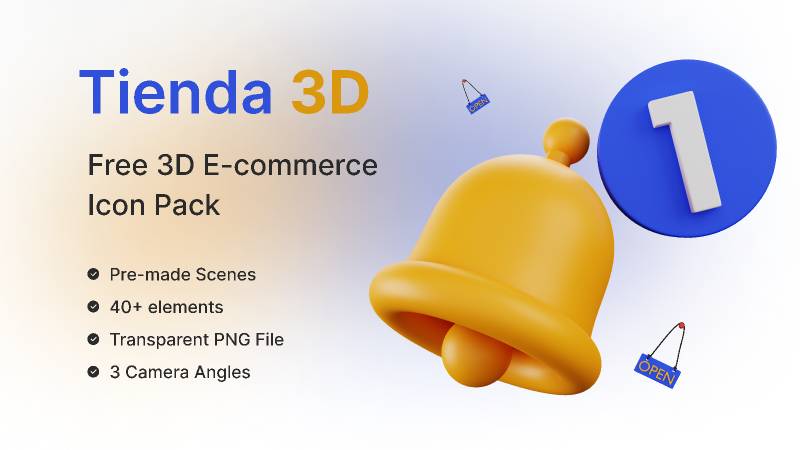 Figma Tienda – Best Free 3D Icon Pack for E-commerce Stores