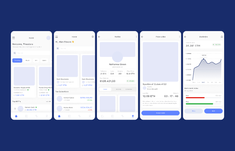 Figma UI kit - NFT Marketplace Mobile App Free Download | UI4Free