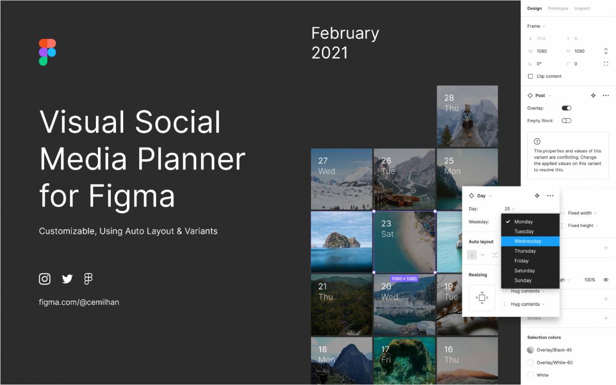 figma Visual Social Media Planner template | UI4Free