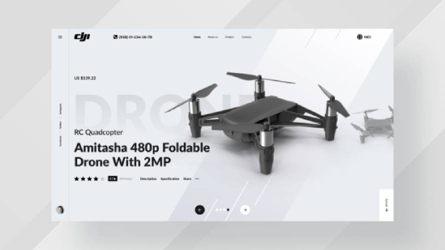 Figma Web Design UI Kit Product Page Template - Drone Camera