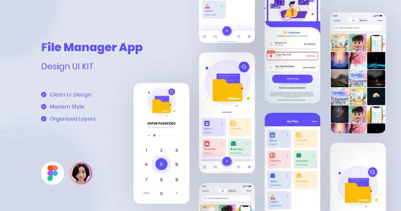 Download File Manager Figma Mobile Template - Ui4free.com