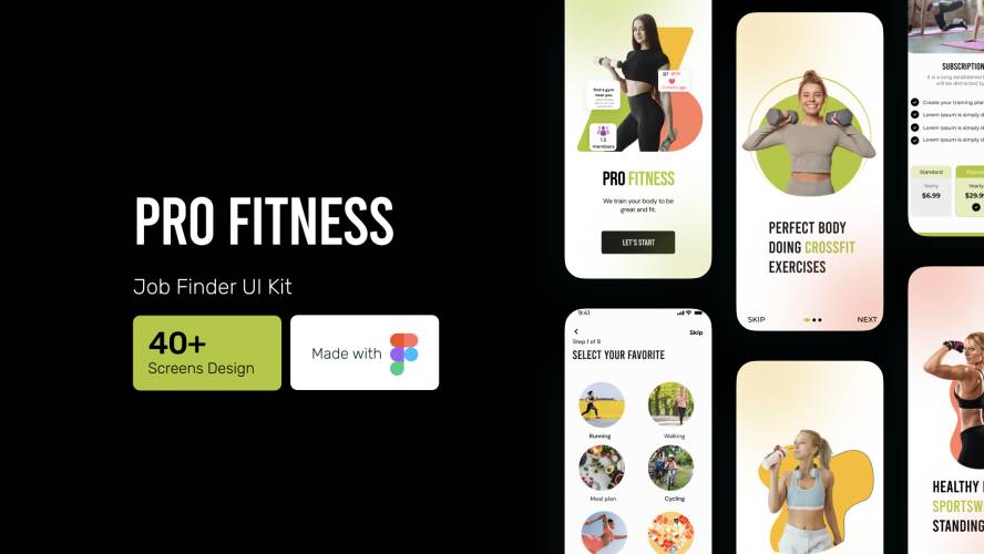 Fitness App UI Kit Figma Mobile Template