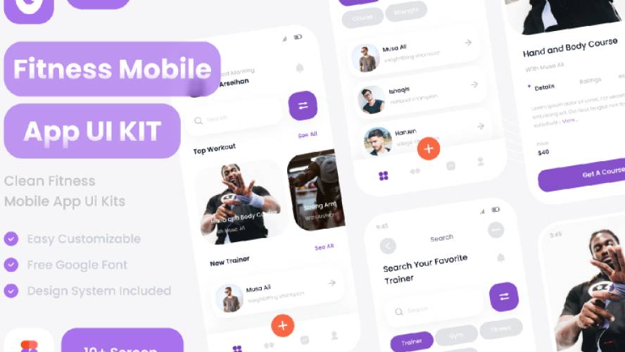 fitness Mobile app - Free Figma Mobile Template