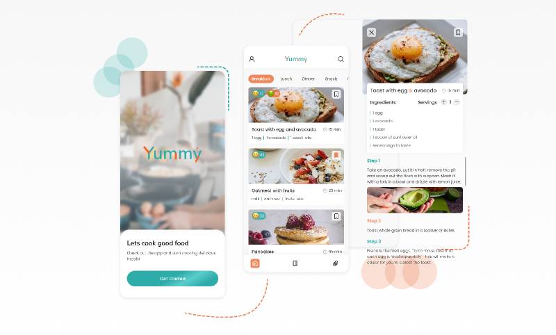 Food Recipe Application Figma Mobile Template | UI4Free