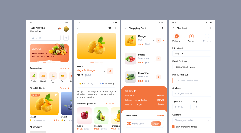 Food UI Mobile Figma Template | UI4Free