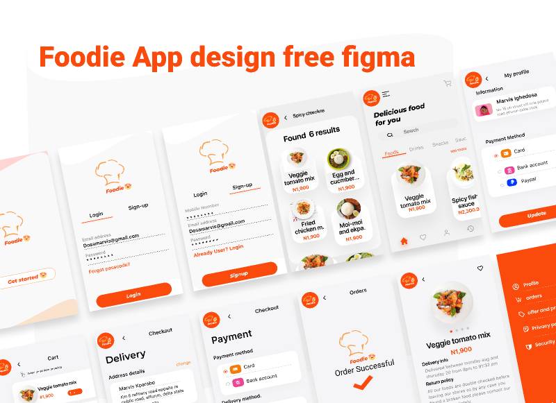 Foodie App design free figma | UI4Free