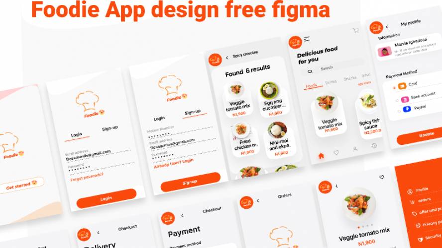 Foodie App design free figma
