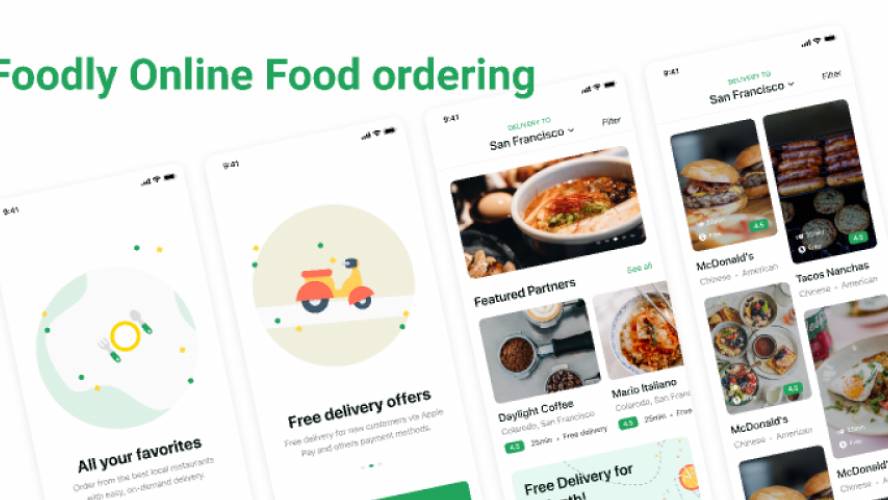 Foodly Online Food ordering figma app design