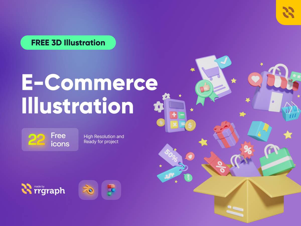 download free 3d illustration ecommerce